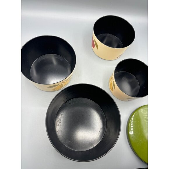 Vtg Set Nesting Bowls Canister Set Hand Painted Fruit Covered‎ Dish - Picture 7 of 7